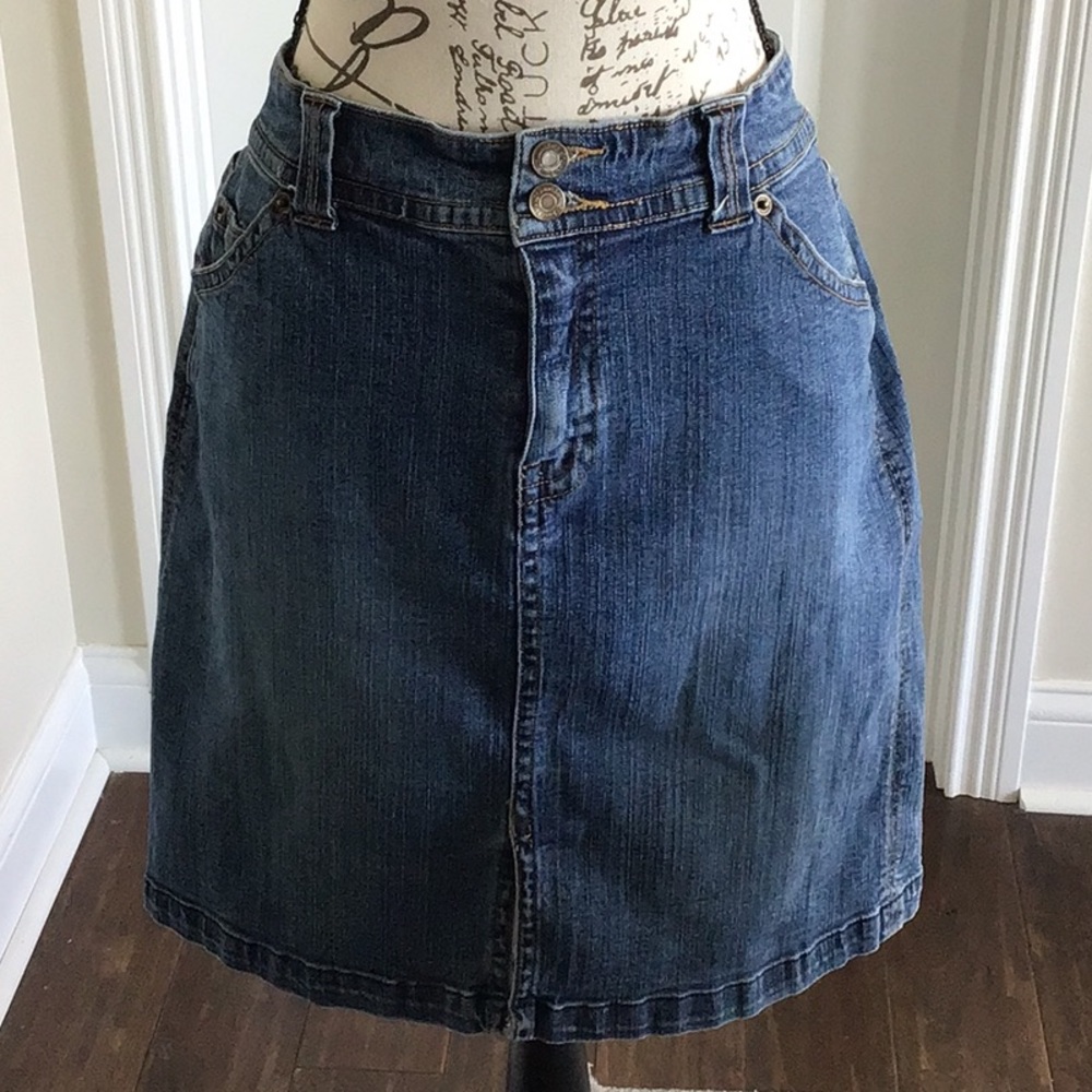 Vintage St Johns Bay stretch denim jean Knee-Length  Skirt Sz 10